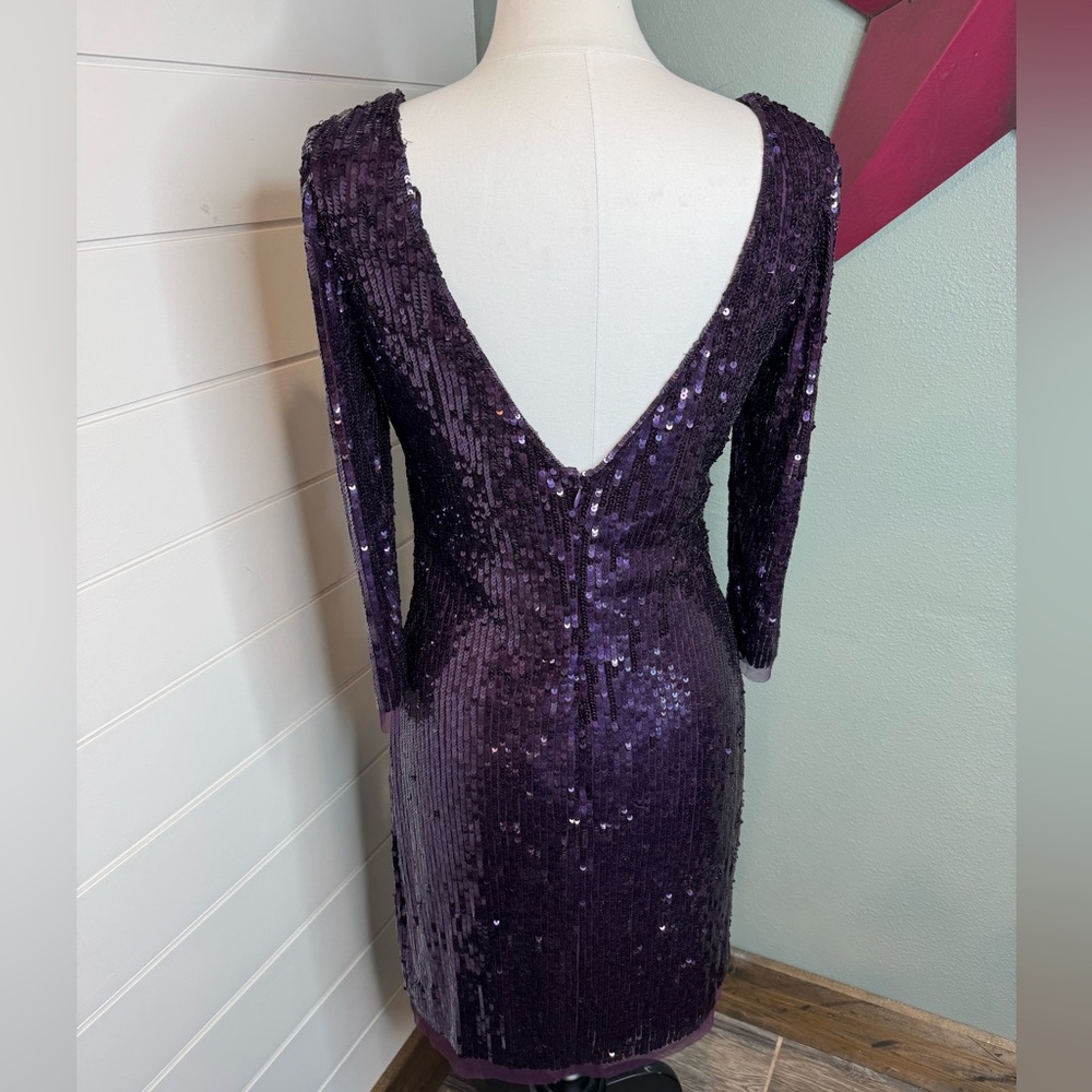 Vintage 80s/90s Niteline Purple Sequin Cocktail Dress – Size 14 - Picture 6 of 6
